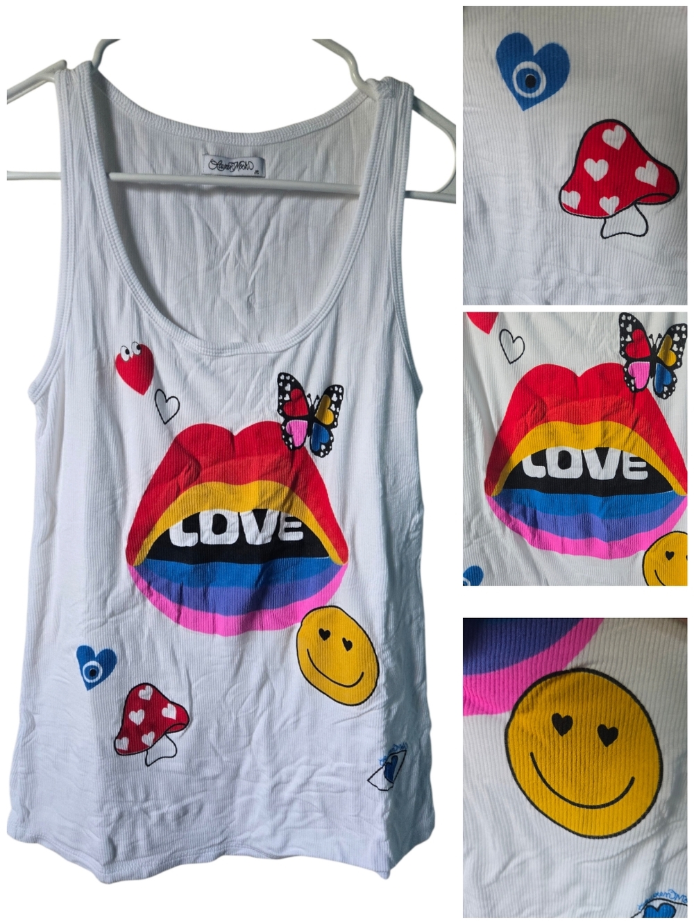Lauren Moshi Ribbed Love Collage Esmeralda tank top